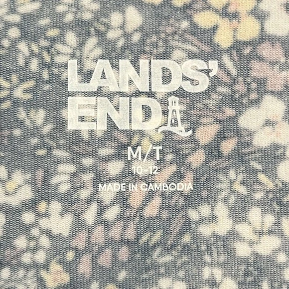 Vestido Lands End Floral Midi Talla M Alto Vaina Nudo Mangas Frontales Cottagecore Foto 4 de 4