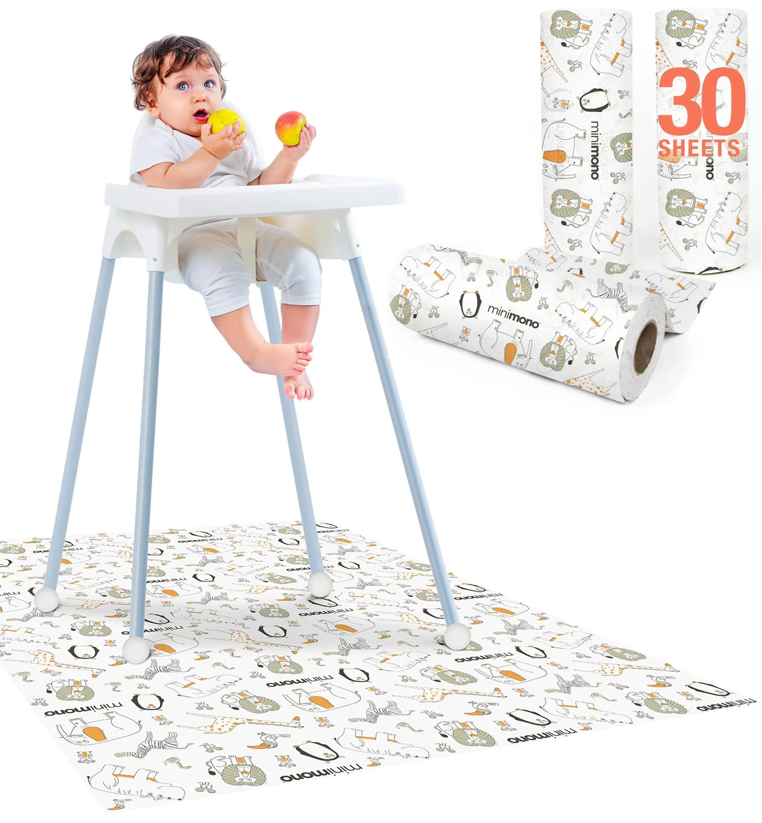 Baby Splat Mat for Under High Chair - 30 Pcs Disposable and Waterproof Splash...