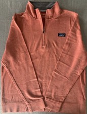LL Bean Mens Large Comfort Stretch Salmon Quarter Zip Pullover, Long-Sleeve
