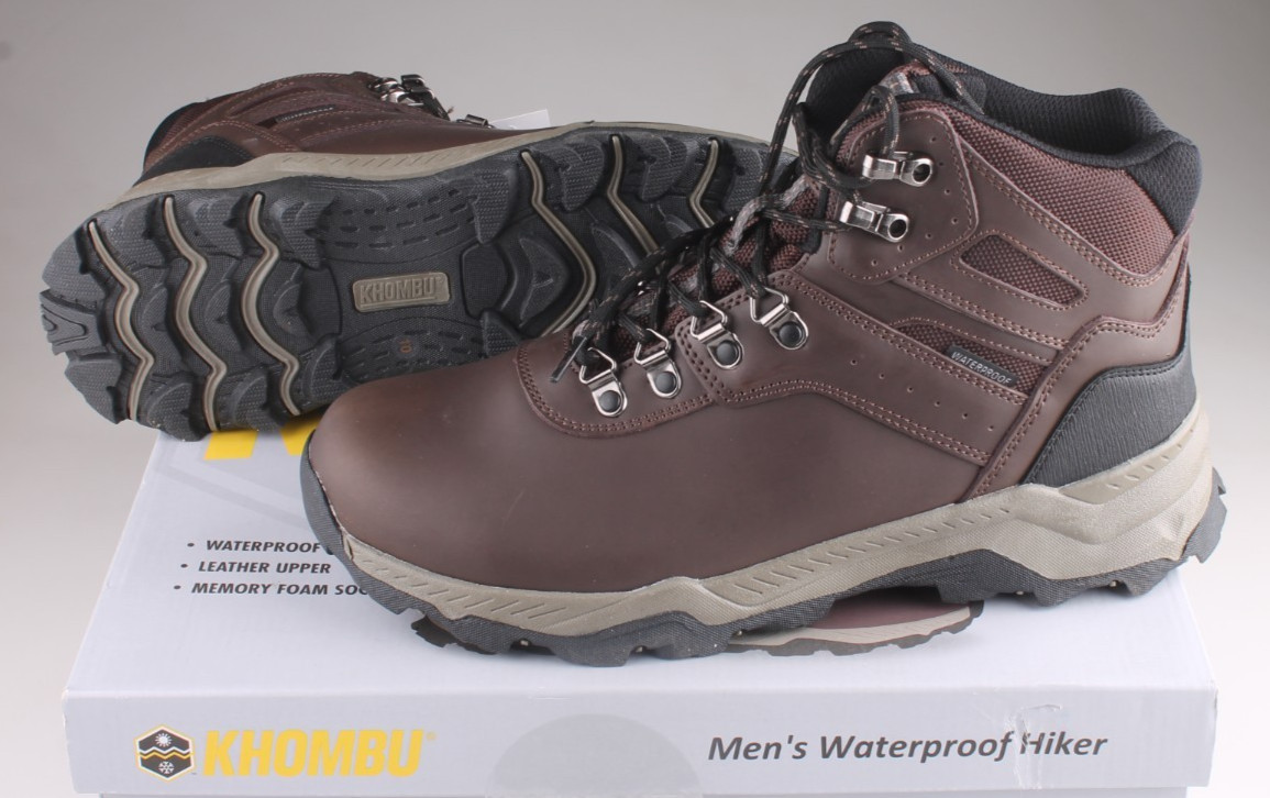 Men's Khombu Kenny Waterproof Hiking Boots Size 10 Brown Leather