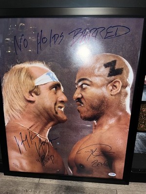 スポーツ選手 hulk hogan &ZEUS autograph WWE WWF Hulk Hogan ZEUS NO HOLDS BARRED Inscript Autographed 16x20