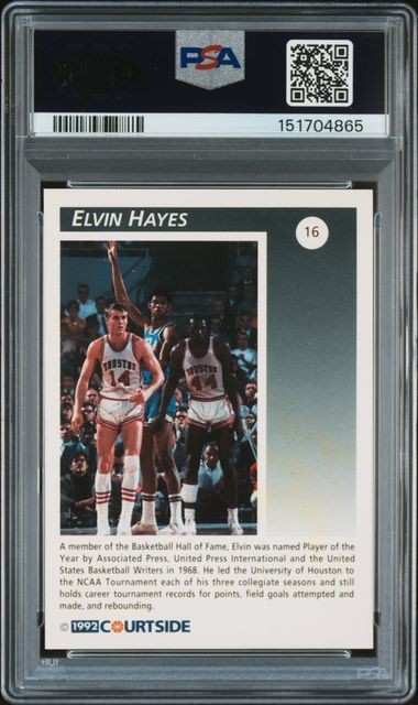 1992 COURTSIDE FLASHBACK #16 ELVIN HAYES AUTOGRAPH PSA DUAL graded  6 / 10 view 2