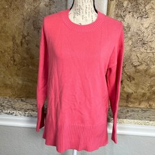 NWT LOFT Sweater XS Pink Long Sleeve Crew Neck Ribbed Knit Cotton Barbiecore