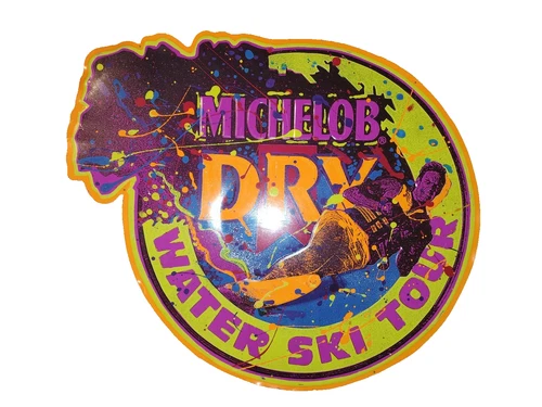 Vintage Michelob Dry Water Ski Tour Metal Tin Tacker Beer Sign 1991 RARE