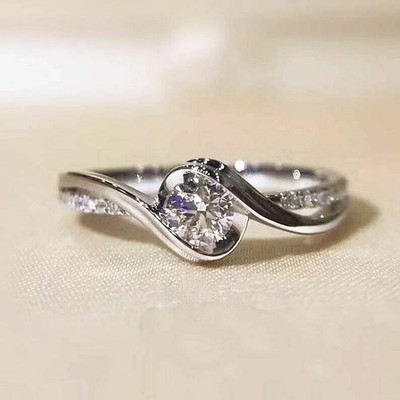 2Ct Round Cut Moissanite Engagement Bypass Design Ring 14K White Gold Plated