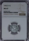 1943-D Lincoln Wheat Cent 1c NGC MS67 - Fresh Coin and Holder!