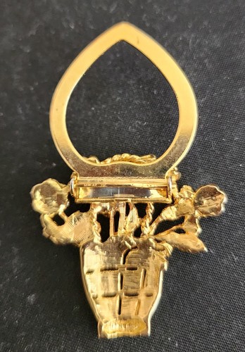 Vintage Blumen Schal Ring Clip verziert mit glänzenden Strasssteinen - Bild 8 von 9