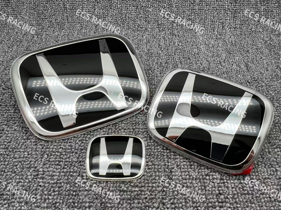 Emblema de direção traseira dianteira preta 3 peças Jdm para Fit Jazz 2009-2013 - Imagem 2 de 4