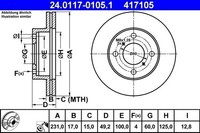 2 X Bremsscheibe ATE 24.0117-0105.1 FüR Suzuki Alto