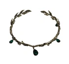 Emerald Dark Green Fairy Crown Tiara, Crystal Leaf Elf Accessory Fairycore