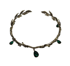 Emerald Dark Green Fairy Crown Tiara, Crystal Leaf Elf Accessory Fairycore