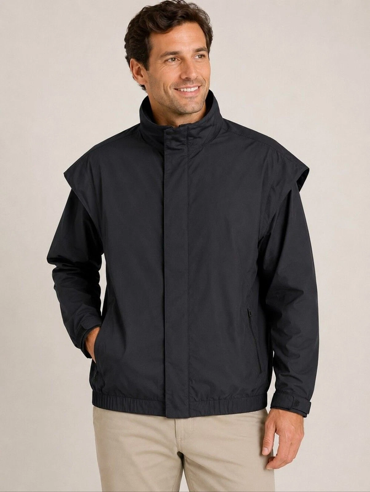 DryJoys FootJoy Golf Rain Jacket Black Full Zip Waterproof Windbreaker L Ful Zip