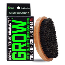 GROW Beard Brush & 360 Wave Brush for Men - Natural Boar Bristle for Fuller, Thi