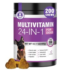 24-In-1 Dog Vitamins and Supplements 200 Ct Dogs Multivitamin Chewable Contain C