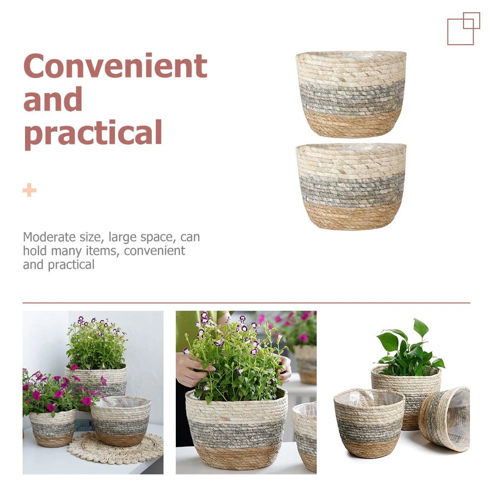 2 Pcs Übertopf Korb Geflochtener Pflanzenkorb Dekorative Blumenkörbe - Bild 4 von 4