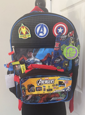 Marvel 17'' Backpack 6PC Customizable Set Water Bottle/Lunch Box Included
