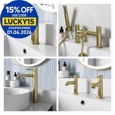 Bathroom Taps Brushed Brass Bath Filler Shower Basin Mixer Pillar Tap Set