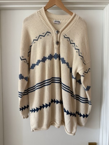 Vintage Cowboy Core Avon Cotton Western Aztec Sweater Oversized Xl