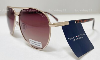 NEW Tommy Hilfiger WM OL636 Brown Gold Aviator Sunglasses  display picture 3