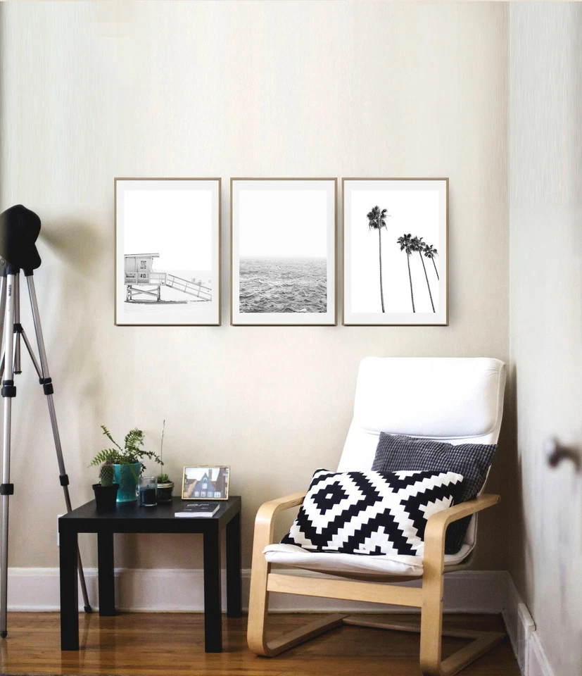 Set of 3 Palm Tree Beach Ocean Relaxing View Wall Art Print. A3 A2 A1 Size - Image 4 of 4