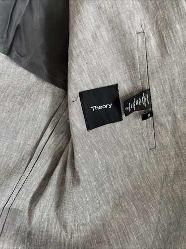 Theory Mens Tobius Linen 2-Button Blazer Sport Jacket Melange Gray Size 38 - Picture 7 of 8