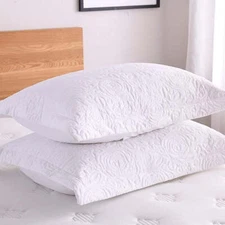 2PCS Embroidered Queen Decorative Microfiber Pillow Shams Set Standard Size