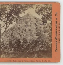 Castle Peak in Nature's Frame Sonoma County CA Lawrence & Houseworth Stereoview