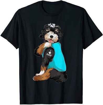 NEW LIMITED Bernedoodle I Love Dad Tattoo Apparel, Dog Dad Gifts Dads T-Shirt