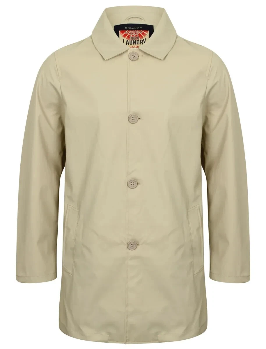 Laundry Tokyo Mens Jacket PVC Trench Coat colour Stone not Cream RRP £49.99 L