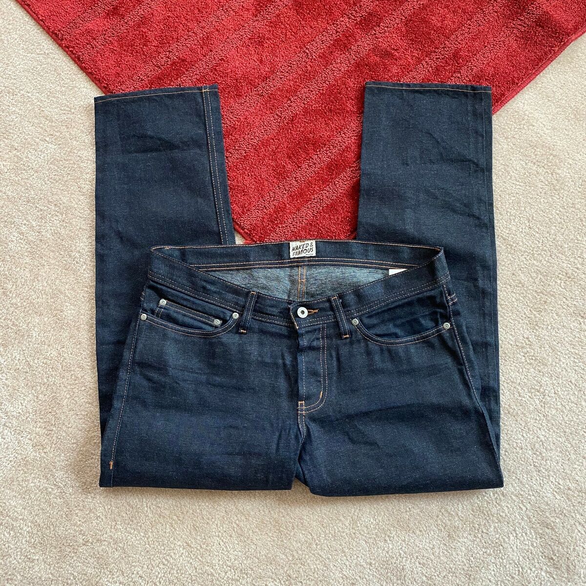 Naked & Famous Hemmed Mens 33 WeirdGuy Denim Jeans Deep Naked & Famous Hemmed Mens 33 WeirdGuy Denim Jeans Deep
