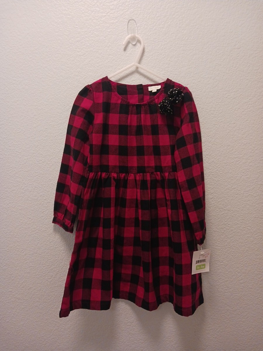red 4t dress Le Top Little Girl Dress Toddler Size 4T Red Black Plaid Christmas Dress