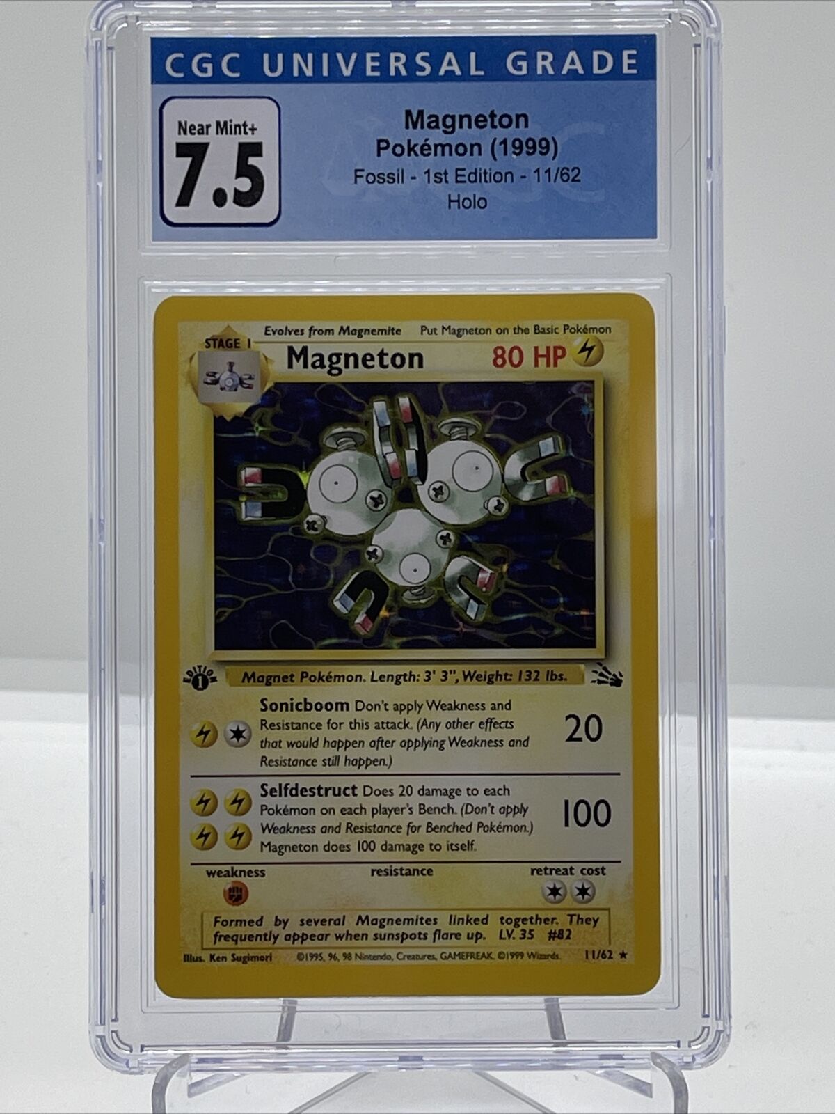 1st Edition Magneton 11/62  Rare Holo - Fossil Set - Pokemon Card 1999 CGC 7.5 Popularny klasyk, najnowsze dzieło
