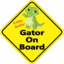 5in x 5in Gator On Board Sticker Car Truck Vehicle Bumper Decal