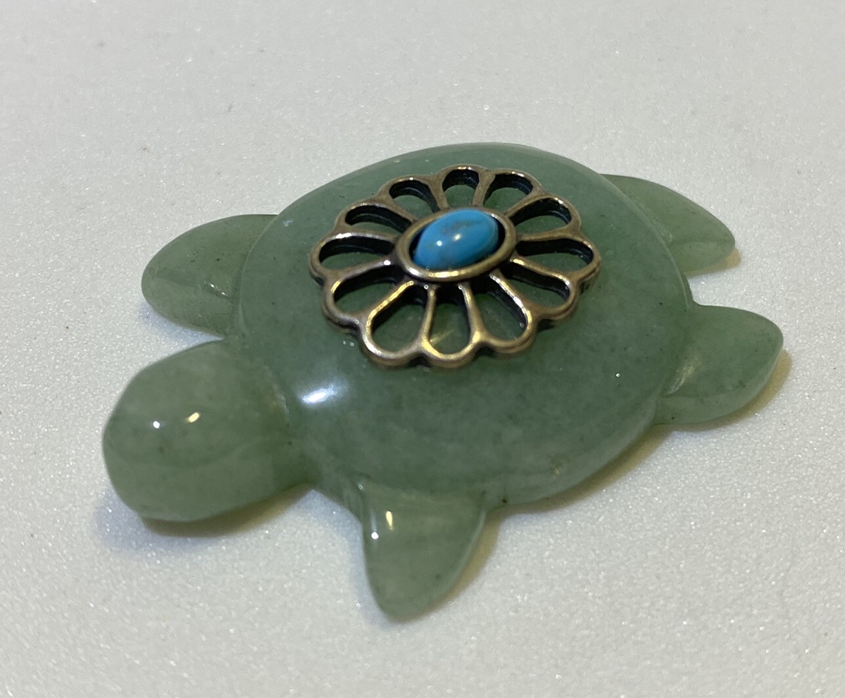 工芸品 Vintage Light Green Natural Jade Turtle Vintage Light Green Jade Turtle Small Hand Carved With Silver