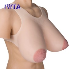 IVITA Vest Straps Drag Queen Boobs L Cup Big Oval Areola Silicone Breast Forms