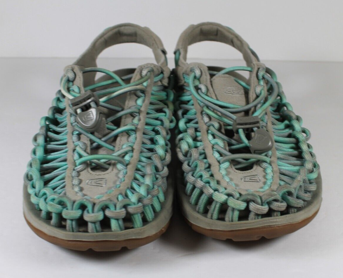 Sandali slip on Keen donna Uneek grigio e verde acqua corda rotonda casual taglia 6 5