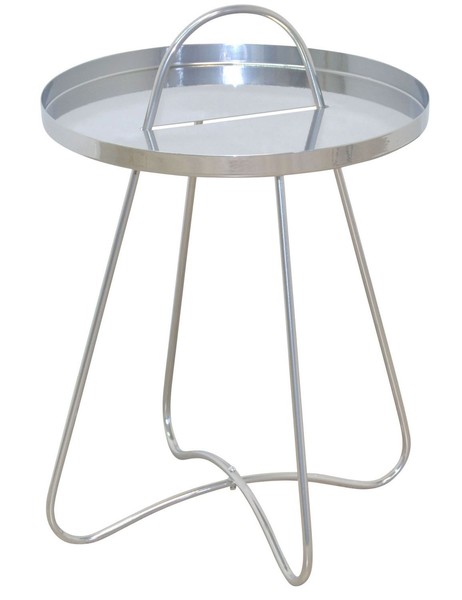 Beistelltisch Silber Couchtisch Glastisch Metalltisch Wohnzimmertisch Ablagentis-image