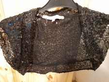 GENERATION NEW LOOK BLACK SEQUIN SHORT SHRUG TOP AGE 12/13 YEARS