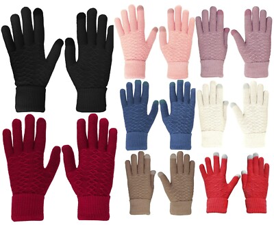 Touchscreen Women Winter Soft Cuffed Basic Magic Gloves