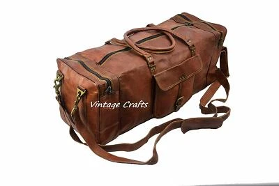 Ziege Leder Damen Duffle Tragetasche Schulter S Reise Handtasche Retro Weekend - Bild 1 von 4