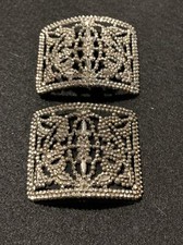 Vintage Antique Pair Steel Cut Shoe Buckles Clips Made In France