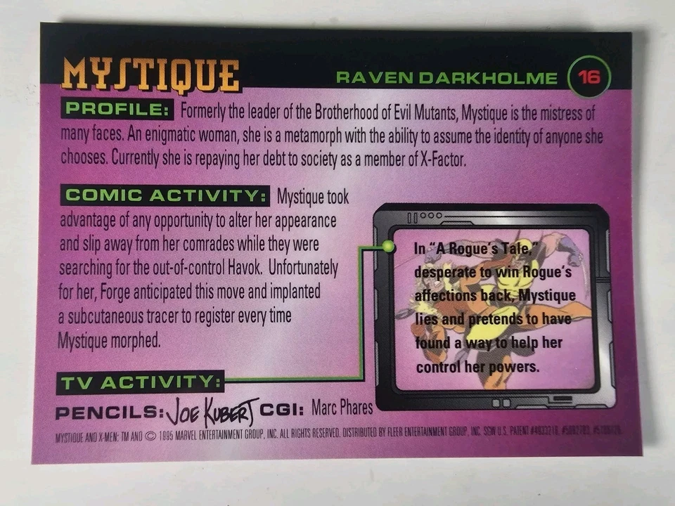 1995 Marvel Fleer Ultra X-Men - All Chromium  #16 Mystique ' We Combine Shipping - Image 2 of 2