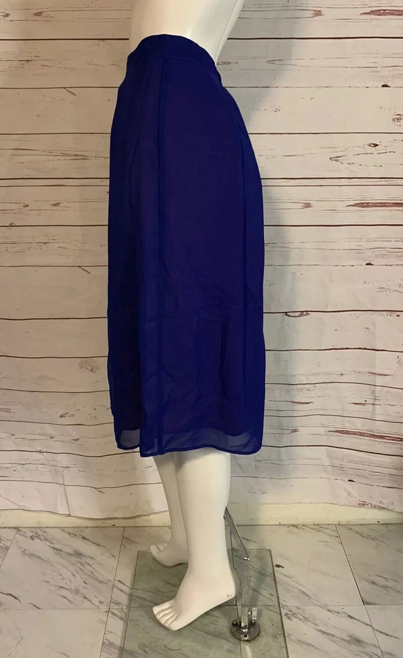 Винтажная плиссированная синяя миди-юбка 70-х шифоновая двухслойная XS W-24" - Изображение 4 из 4