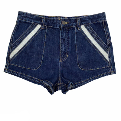 Free People Sweet Surrender Denim Shorts Size 30 Lace Detail Blue SS-133