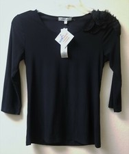 VINTAGE SUZIE BLACK LONG SLEEVES,3D ROSE CROCHET SWEATER SHIRT-SIZE M-U.S.A MADE