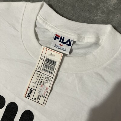 Vtg. Fila Soccer Medium T-Shirt White Made In USA NOS 90's Y2K