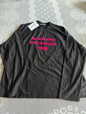 Acne Studios Men s M Black Long Sleeve Crew Neck Stockholm 1996 Logo Tee