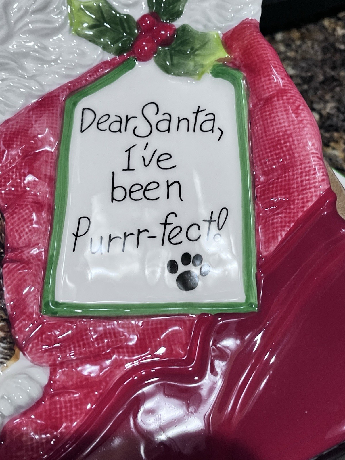 Fitz And Floyd New Cat Christmas Themed Plate, Dish- So Cute, New, Canapé Plate