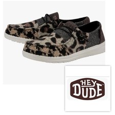NWT HEY DUDE Women 7 Wendy Patchwork Java Shoes Leopard slip on sneakers flats