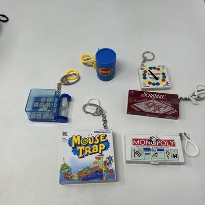 Hasbro Vintage Keychain Lot of 6 Mouse Trap Monopoly Scrabble Yahtzee Twister